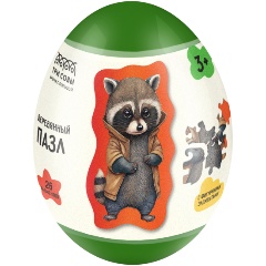 Изображение товара Деревянный пазл в яйце ТРИ СОВЫ Енот