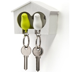 Изображение товара Держатель+брелок для ключей Qualy двойной Sparrow белый-зеленый