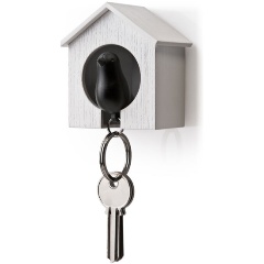 Изображение товара Держатель+брелок для ключей Qualy Sparrow белый-черный
