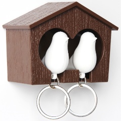 Изображение товара Двойной держатель для ключей Qualy Sparrow коричневый-белый