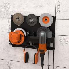 Изображение товара Держатель органайзер EMBODIMENT для угловых шлифмашинок и отрезных дисков, настенный, с крючками