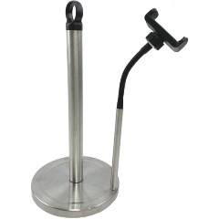 Изображение товара Держатель-стойка Homium Double Clean для полотенец, с креплением для телефона, серебро (HS-KPH010M)