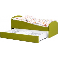 Изображение товара Мягкая кровать Бельмарко Letmo с ящиком, оливковый велюр