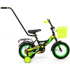 Изображение товара Детский велосипед 12" ZIGZAG CLASSIC черный/желтый С РУЧКОЙ