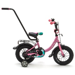 Изображение товара Детский велосипед 12 ZIGZAG ZOO розовый с ручкой для малышей 2-4 лет