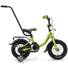 Изображение товара Детский велосипед 12" ZIGZAG ZOO зеленый С РУЧКОЙ