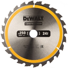 Изображение товара Диск пильный по дереву с гвоздями DeWALT Construction DT1956 [250*30мм, 24T, ATB +10°]