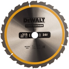 Изображение товара Диск пильный DeWALT DT1961, твердосплавный 315х30 мм, 24 CONSTRUCTION