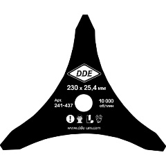 Изображение товара Диск для триммера DDE DAGGER CUT 3-хлопастной, 230 х 25,4/20 мм (толщина = 1,6 мм)