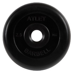 Изображение товара Диск для штанги MB BARBELL Атлет 26 мм 2,5 кг обрезиненный черный