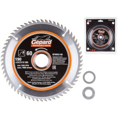 Изображение товара Диск пильный 190х30/20/16 мм 60 зуб. по дереву GEPARD (твердоспл. зуб) (GP0902-60)