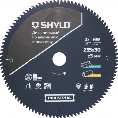 Изображение товара Диск пильный по алюминию и пластику SHYLD твердосплавный 255х30 мм, 100 зубьев(20680)