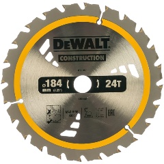 Изображение товара Пильный диск по дереву DeWALT Construction DT1951 [184*20мм, 24T, ATB +18°]