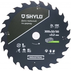 Изображение товара Диск пильный по дереву SHYLD твердосплавный 300х32/30 мм, 24 зуба(20290)