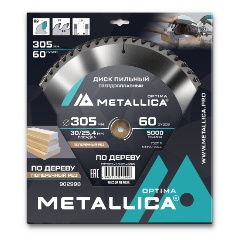 Изображение товара Диск пильный тв. сплав. METALLICA Optima 305x30/25,4 мм, 60 зубов, Т=3,2 мм по дереву поперечный