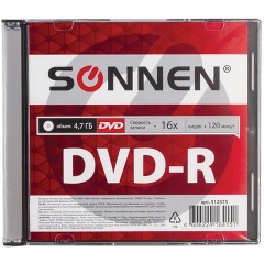 Изображение товара Диск SONNEN DVD-R 4.7 Gb 16x Slim Case (1 шт)