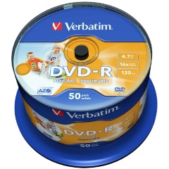Изображение товара Верbatim DVD-R 4.7Gb 16x Cake Box Printable 50 штук