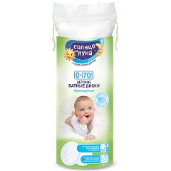 Изображение товара Ватные диски AURA Солнце и Луна для детей, 70 шт