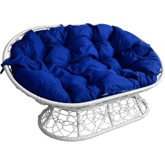 Изображение товара Дачный садовый диван Мамасан из ротанга с синей подушкой M-GROUP