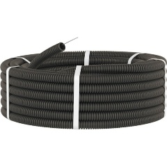 Изображение товара Труба гофрированная DKC ПНД гибкая легкая d25мм с протяжкой черн. (уп.50м), 71725