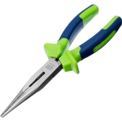 Изображение товара Длинногубцы прямые, 200 мм, двухкомпонентные рукоятки, СИБРТЕХ, 17106