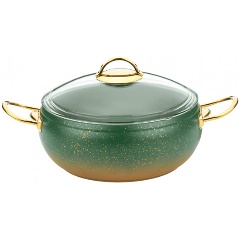 Изображение товара Кастрюля с крышкой стеклянной DLK 20х9 см (2,7 л) с АПП, цв. оливковый/золотой, арт. 3000-OLV/GD-20