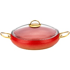 Изображение товара Сотейник DLK с крышкой стеклянной 26х7 см (2,8 л) с АПП, цвет: красный/золотой, арт. 3050-26-RD/GD