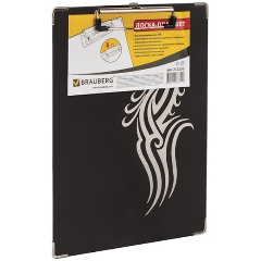 Изображение товара Доска-планшет BRAUBERG "Black Jack" с прижимом А4 (226х315 мм), картон/ламинированная бумага, ЧЕРНАЯ