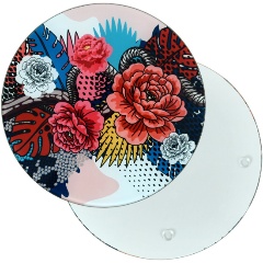 Изображение товара Доска разделочная и подставка под горячее Мультидом Тайны джунглей 20см стекло VL88-503