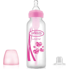 Изображение товара Бутылочка антиколик DR. BROWN'S с узким горлышком, с соской от шести мес. и мягким силиконовым носиком для питья, Розовая, 250 мл