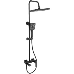 Изображение товара Душевая система BELZ B24507-7 черный с регулируемым верхним душем и ручным душем