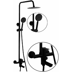 Изображение товара Душевая система FASHUN A52401-7A черная из нержавейки, регулировка высоты