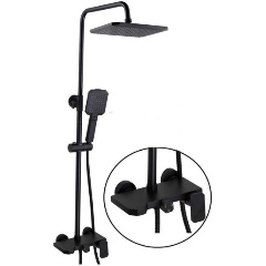 Изображение товара Душевая система FASHUN A52424-7 черная с квадратной верхней лейкой и ручной лейкой