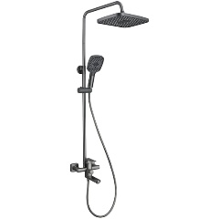 Изображение товара Душевая система Prohanss P60.24.09 для ванны и душа с тропическим душем поворотный излив 15 см, графит