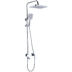 Изображение товара ДУШЕВАЯ СТОЙКА СО СМЕСИТЕЛЕМ С КОРОТКИМ ИЗЛИВОМ FENDI 67050,керамический дивертор, в комплекте шланг и 3-х режимная лейка OSGARD