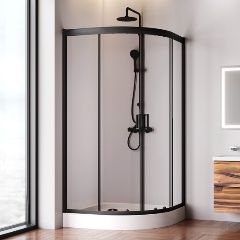 Изображение товара Душевое ограждение AM.PM Gem Rond 100x100 черный матовый стекло 2000 мм