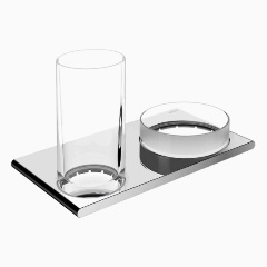 Изображение товара Двойной держатель KEUCO Edition 400 со стаканом и чашей для мелочей, хром