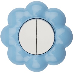 Изображение товара Выключатель KRANZ HAPPY "Цветок", двухклавишный, бело-голубой