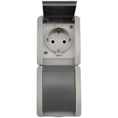 Изображение товара Розетка двойная KRANZ INDUSTRIAL 16А, влагозащищенная IP54, с/з, вертикальная, о/у