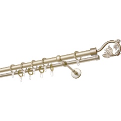 Изображение товара Карниз металлический двухрядный УЮТ ОСТ диаметр 20мм с наконечниками Крокус, шампань, 160см