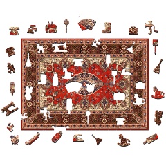 Изображение товара Фигурный деревянный пазл EWA Бабушкин советский ковер 39x28 см