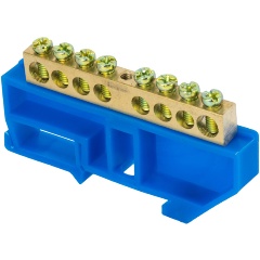 Изображение товара Шина нулевая (кросс-модуль) EKF (6х9мм) 8 отверстий латунь синий изолятор PROxima, sn0-63-08-d