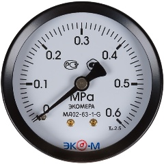 Изображение товара Манометр Экомера МД02-50мм, 0..0,6МПа, G1\4, осевой