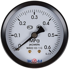 Изображение товара Манометр Экомера МД02-63мм, 0..0,6МПа, G1\4, осевой