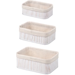 Изображение товара Набор корзин для хранения EL CASA 3 шт., 30.5х20.5 см, 27.5х17.5 см, 24.5х14.5 см, бамбук, белый (240535)