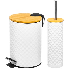 Изображение товара Контейнер для мусора EL CASA "Белый" 3 л, 20х17х25 см, с ершиком, 9,5х9,5х38 см, металл (240518)