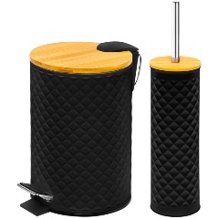 Изображение товара Контейнер для мусора EL CASA "Черный" 3 л, 20х17х25 см, с ершиком, 9,5х9,5х38 см, металл (240519)