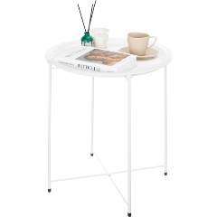 Изображение товара Столик El Casa журнальный "Белый" 47*47*50,5 см, со съёмной крышкой-подносом (240420 Elan)