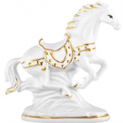 Изображение товара Фигурка декоративная ELAN GALLERY "Лошадь" 13*5*16,5 см белая с золотом, фарфор (330943)