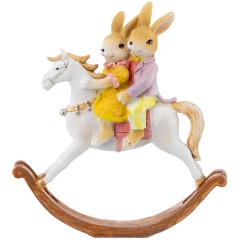Изображение товара Фигурка ELAN GALLERY декоративная "Кролики на лошадке-качалке" 13*4*14,5 см